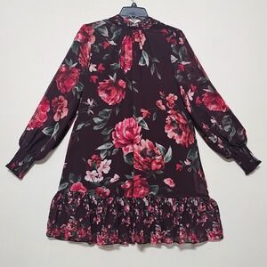 Alex Marie Dress 8 Burgundy Shift Knee-length Cutout Long Sleeves Mock Neck  879